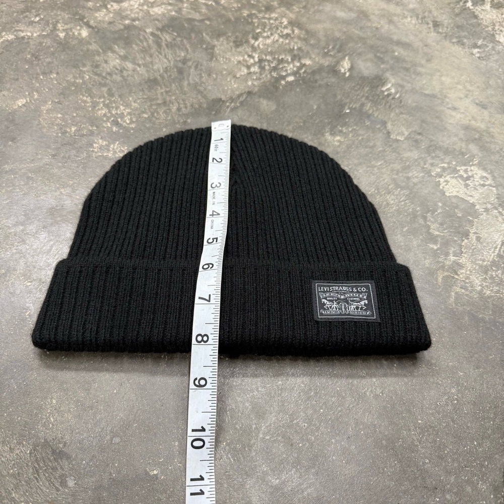 Levi’s Black Fleece Lined Knit Beanie One Size Winter Hat - Picture 9 of 9